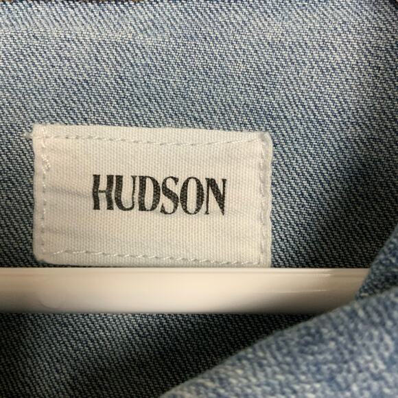 Hudson Long Sleeve Distressed Denim Jacket Medium Wash Blue Large Girl - Picture 5 of 6